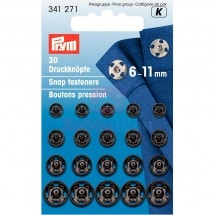 Кнопки пришивные латунь 6-11 мм 20 шт черный Prym 341271