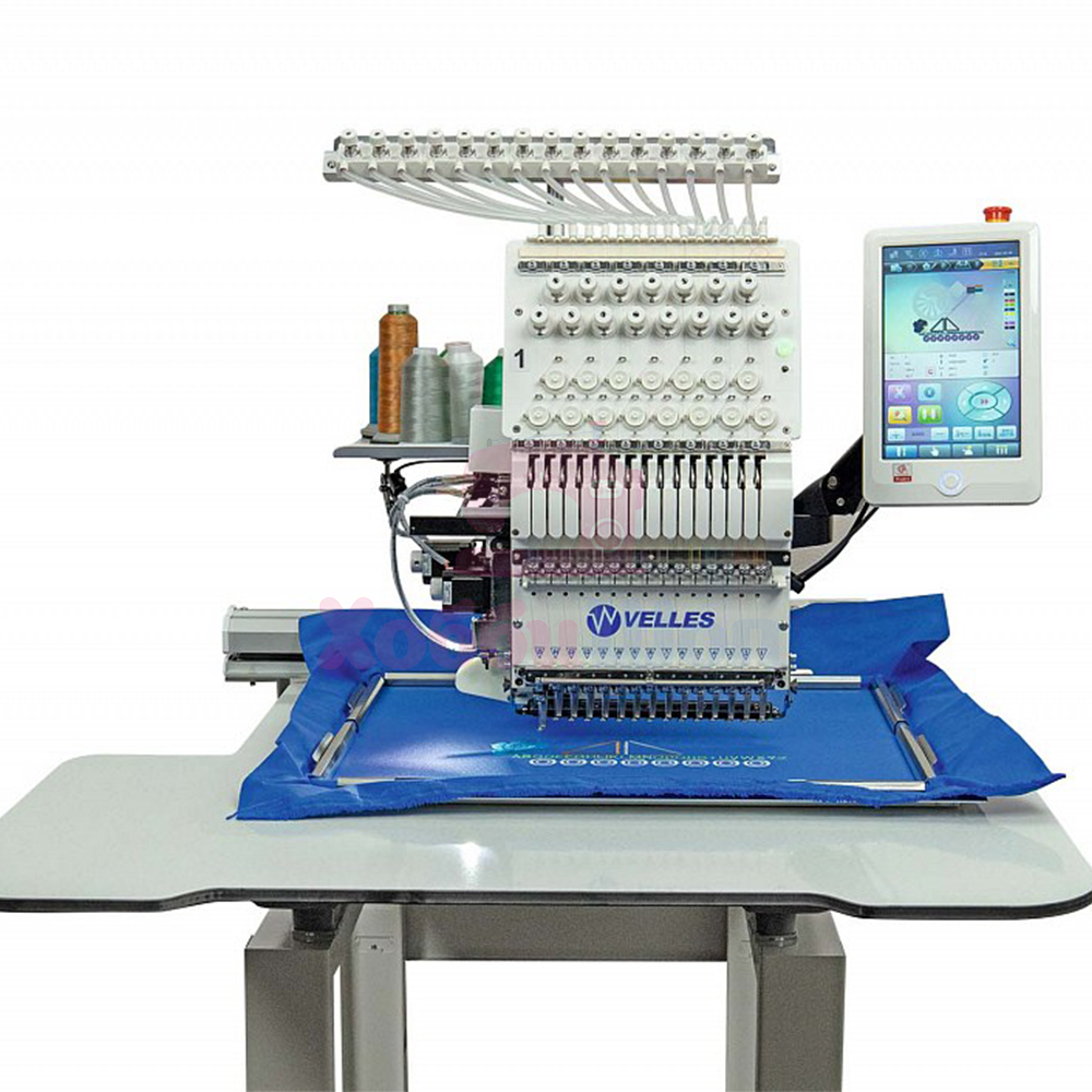 промышленная вышивальная. промышленная вышивальная. вышивальная машина веллес 15. компактная промышленная автоматическая вышивальная машина velles v27c-ts. вышивальная машина velles одноголовочная.