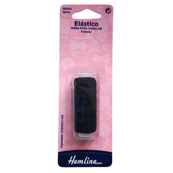 Резинка эластичная для сборки чёрная 20 м x 0,75 мм Hemline H601
