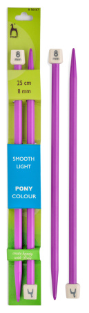 Спицы прямые пластик Colour 8 мм x 40 см Pony 59067