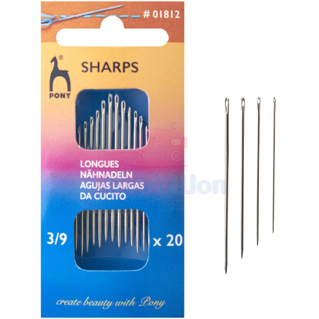 Иглы для ручного шитья Sharps 3/9 20шт PONY 01812