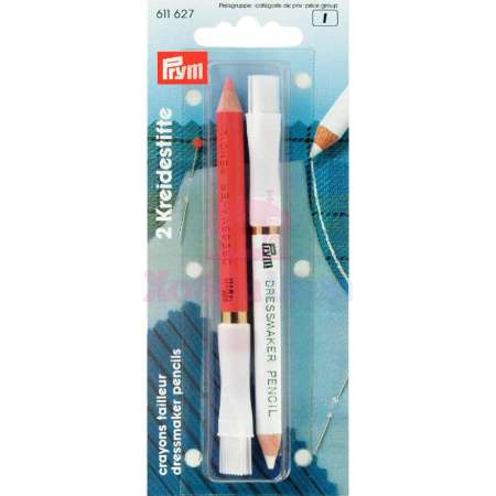 Меловые карандаши со стирающей кисточкой бел./роз. 2 шт Prym 611627