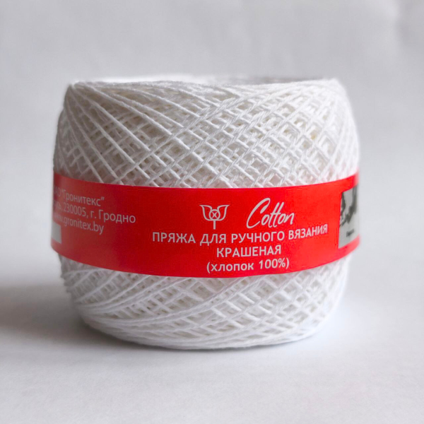 Пряжа для ручного вязания крашеная Cotton 100% 50 гр, балая